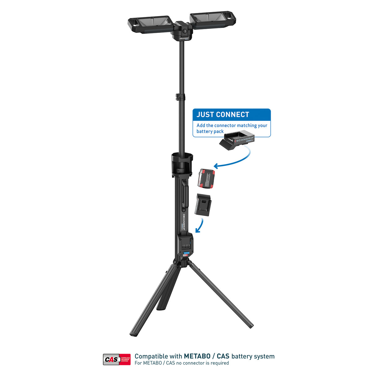 Mât d'éclairage de chantier Tower 5 Connect 5000 lm sur batterie 18 V – Scangrip