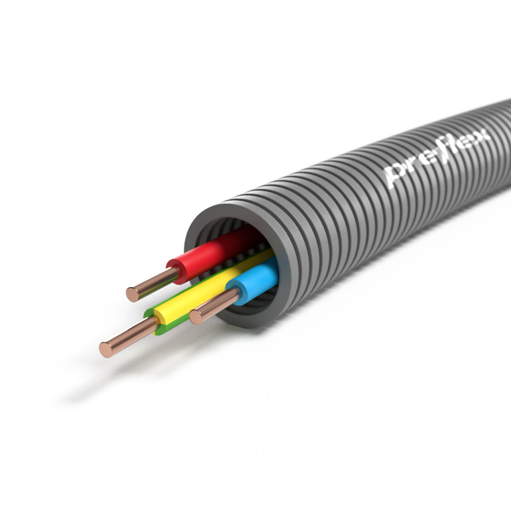 Gaine ICTA préfilée 3G2,5 mm² Ø 20 mm couronne de 100 m – Preflex (Qofil+)