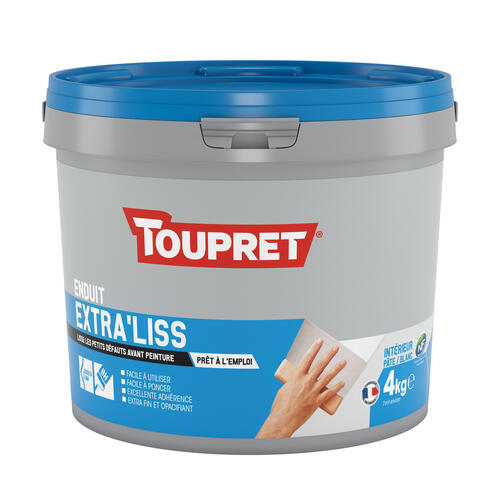 Enduit de lissage en pâte extra-fin – Extra'Liss BCLIP04 – Toupret – seau 4 kg – photo 1