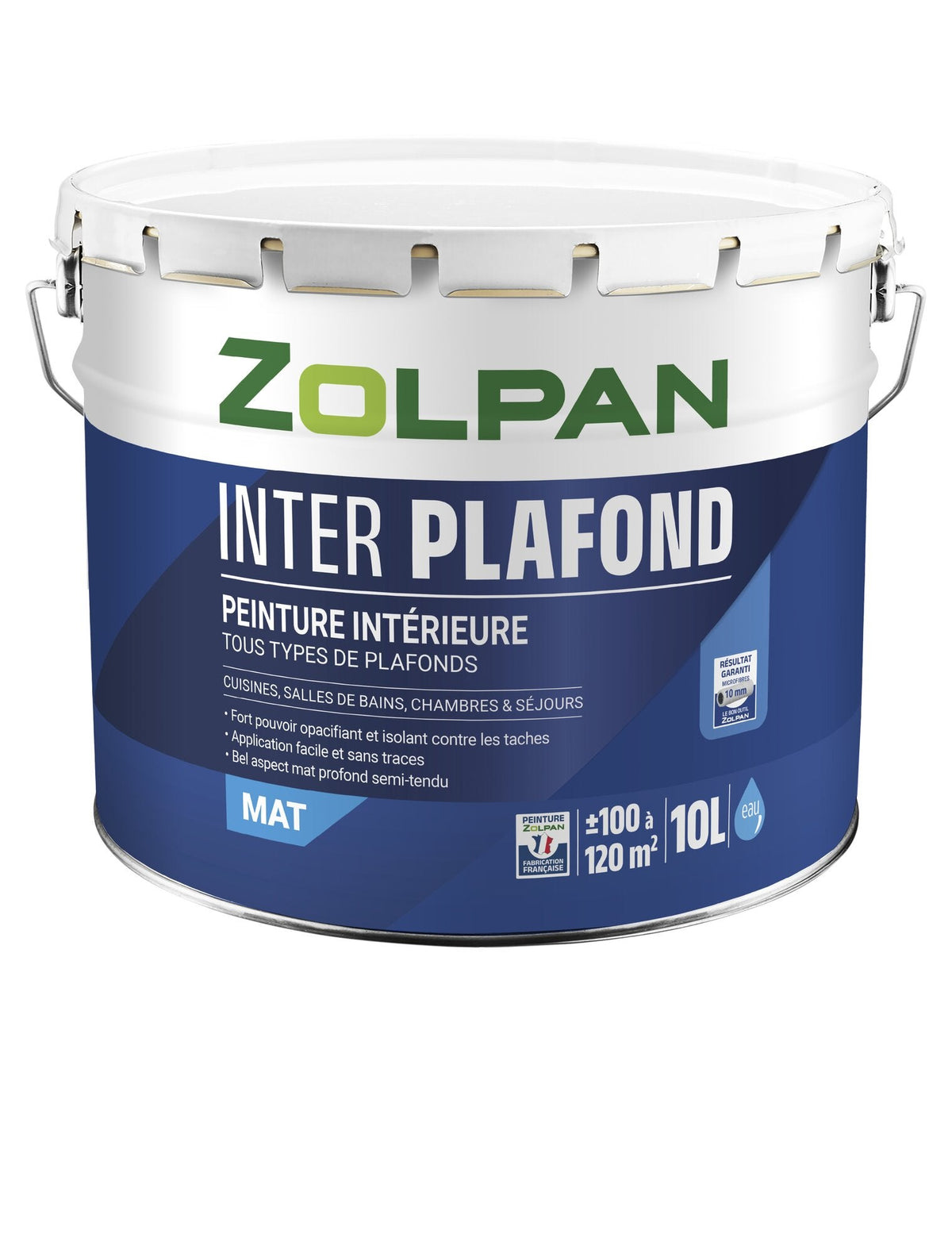 Peinture plafond blanc mat profond Zolpan Inter Plafond – 10 L – photo 1