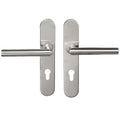 Ensemble de poignées de porte d'entrée sur plaque – Tempo Disco 666468 – Bricard – inox 304, entraxe 195 mm, trou de cylindre