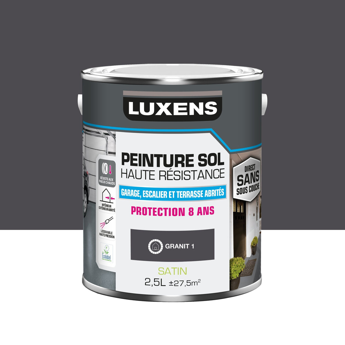Peinture sol garage béton et carrelage haute résistance Luxens – 2,5 L satiné – photo 1