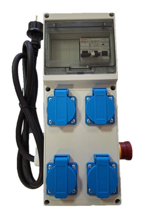 Coffret de chantier 230 V 4 prises avec différentiel 30 mA et arrêt d'urgence IP44 – CEBA