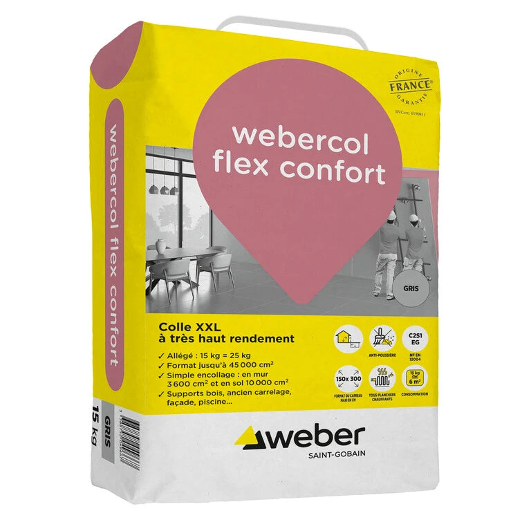 Mortier-colle allégé grands carreaux – Weber