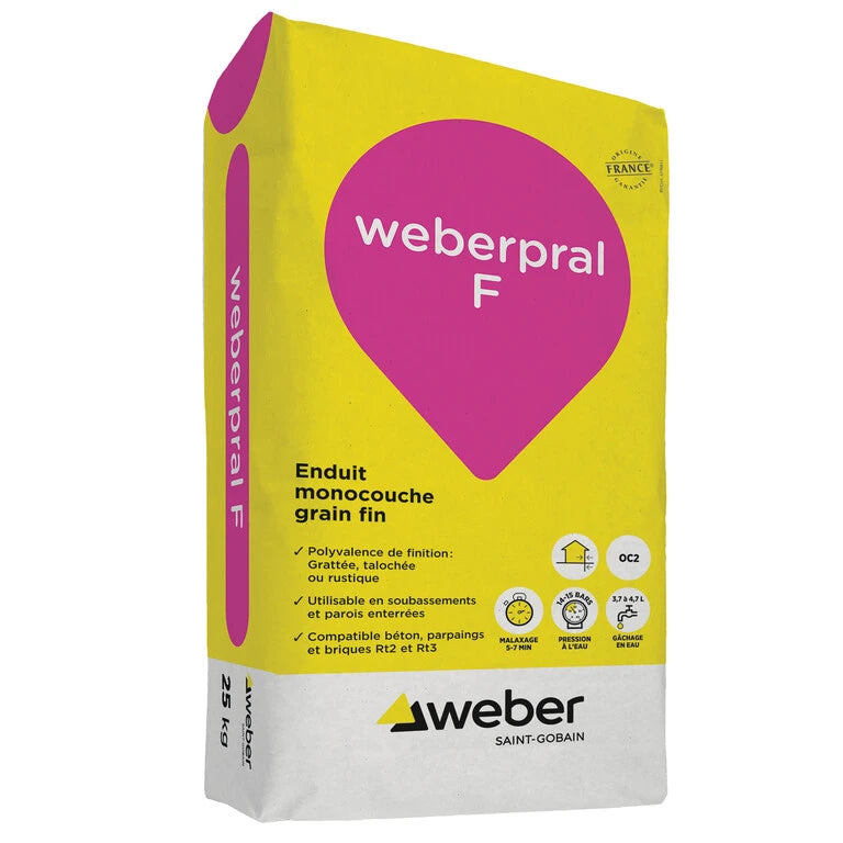 Enduit de façade monocouche weberpral F ton pierre 016 – Weber – sac 25 kg – photo 1