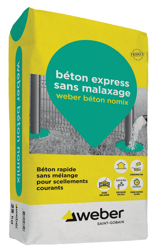 Béton de scellement ultra-rapide sans malaxage – weber béton nomix – Weber – sac 25 kg – photo 1