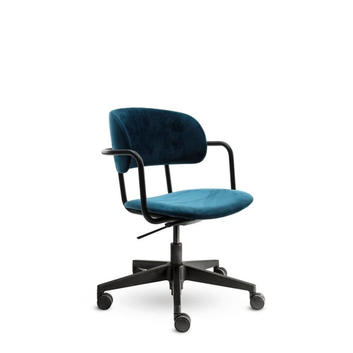 Chaise de bureau design Pure – velours pétrole