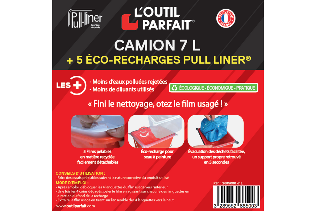 Camion à peinture 7 L avec 5 éco-recharges – Pull Liner 2685000 – L'Outil Parfait – lot camion + 5 films – photo 2