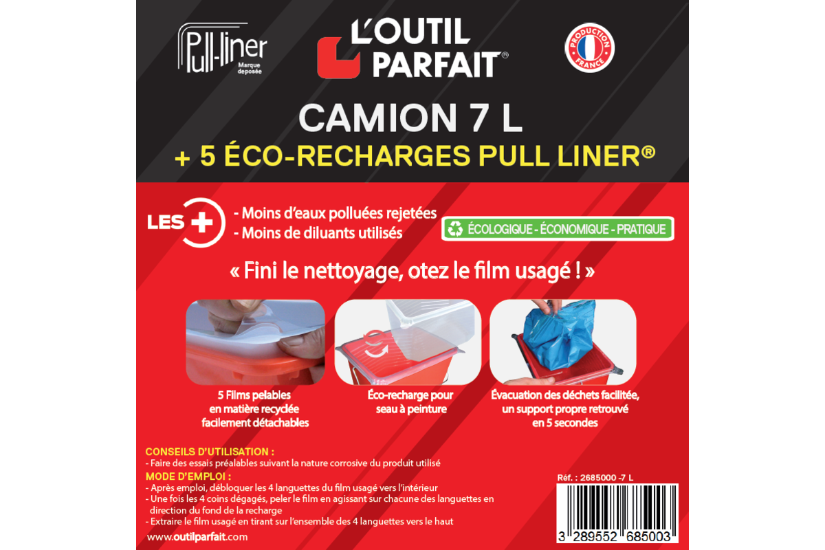 Camion à peinture 7 L avec 5 éco-recharges – Pull Liner 2685000 – L'Outil Parfait – lot camion + 5 films – photo 2