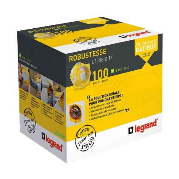 Lot de 100 boîtes d'encastrement Ecobatibox 1 poste Ø 67 mm prof. 50 mm – Legrand 080013 – photo 1