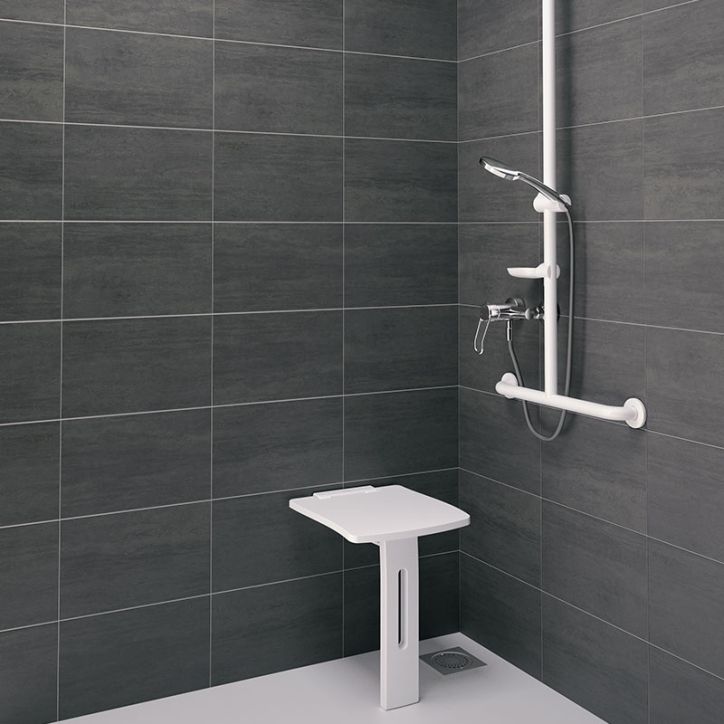 Siège de douche mural rabattable avec pied – Delabie