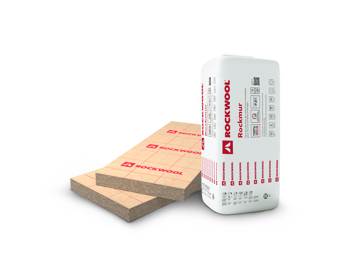 Panneau laine de roche Rockmur Kraft – Rockwool – 100 mm, 1,35 x 0,60 m (lot de 8) – photo 1