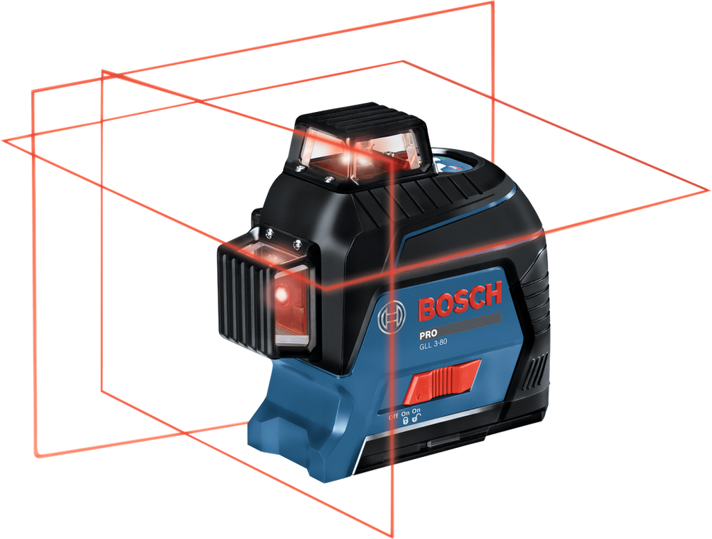 Niveau laser 3 lignes 360° rouge – GLL 3-80 – Bosch Professional – version piles