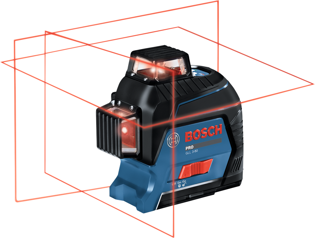 Niveau laser 3 lignes 360° rouge – GLL 3-80 – Bosch Professional – version piles