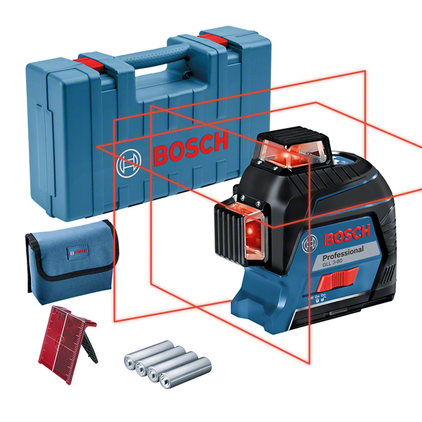 Niveau laser 3 lignes 360° rouge – GLL 3-80 – Bosch Professional – version piles