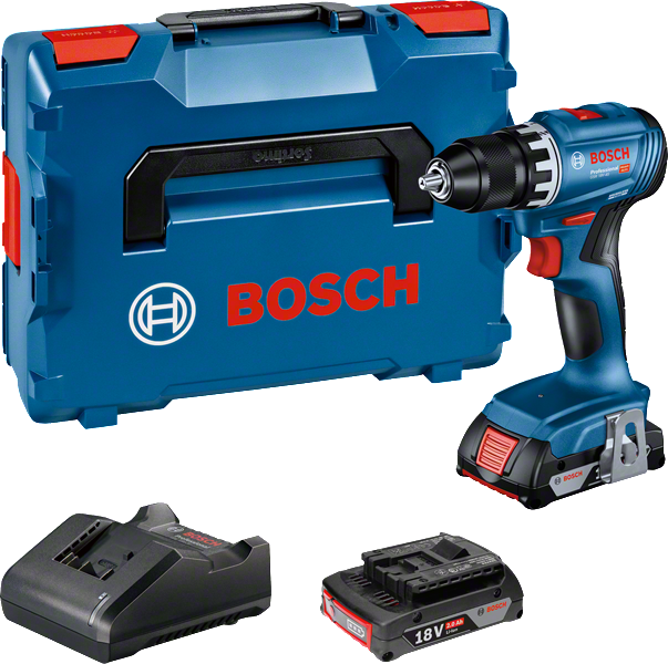 Perceuse-visseuse sans fil 18 V brushless – GSR 18V-45 (06019K3203) – Bosch Professional – 2 batteries 2 Ah + chargeur GAL 18V-20 + coffret L-BOXX – photo 1