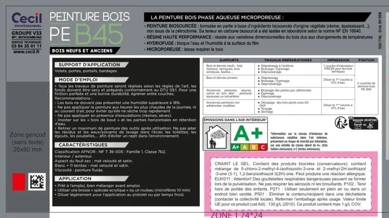 Peinture bois extérieur microporeuse haute performance – Cecil Professionnel