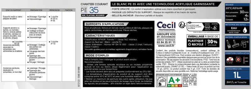 Peinture intérieure blanche chantier courant murs et plafonds – Cecil Professionnel