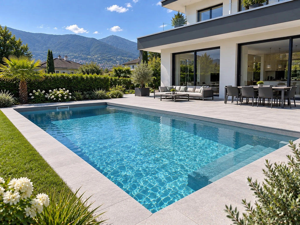Illustration – piscine coque (7 × 3 m), projet type QUALITE 24