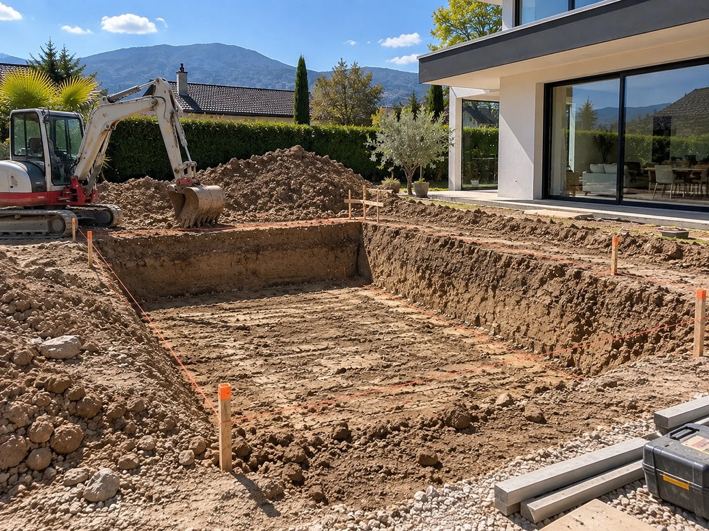Illustration – piscine coque (7 × 3 m), projet type QUALITE 24