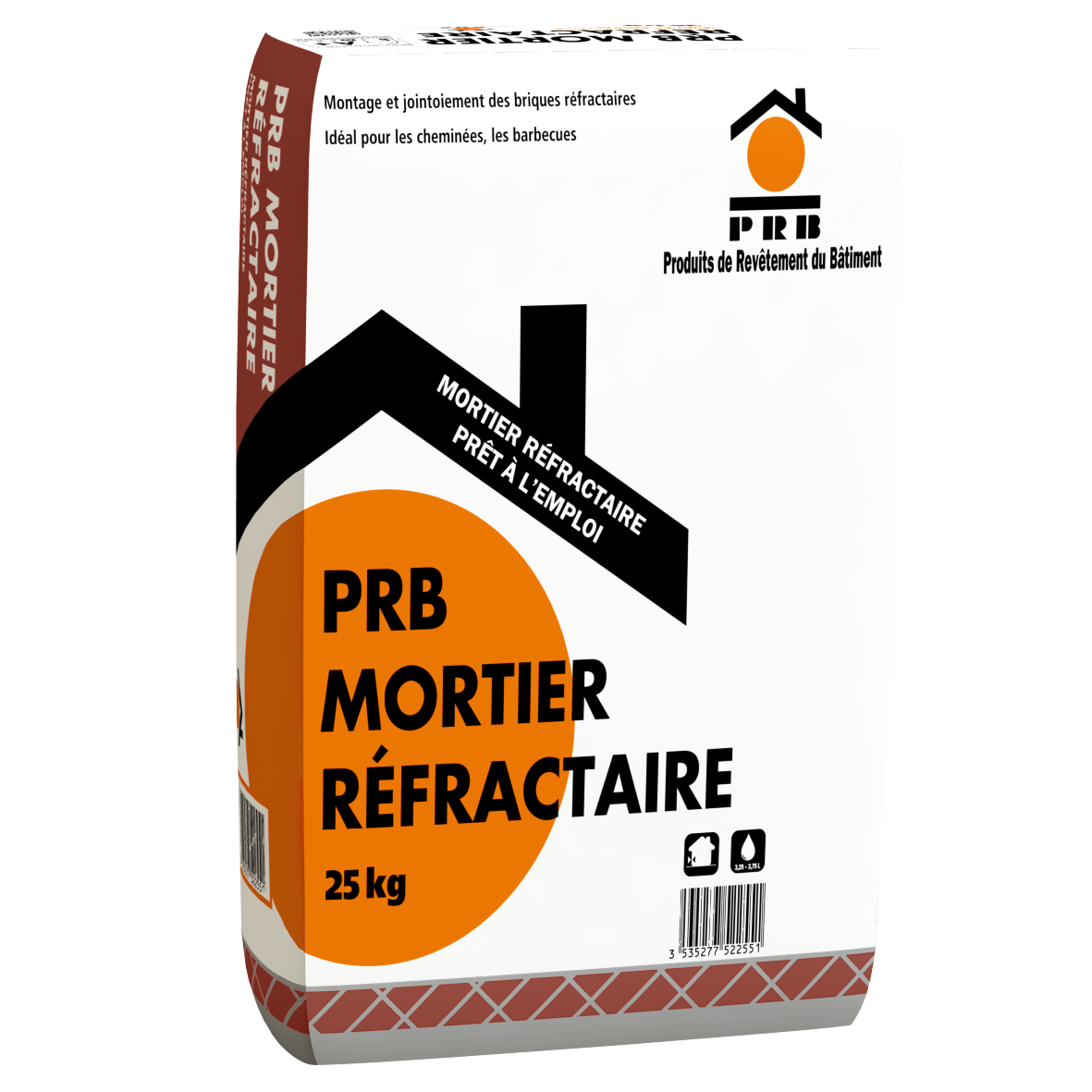Mortier réfractaire prêt à gâcher gris – PRB Mortier Réfractaire – PRB – sac 25 kg – photo 1
