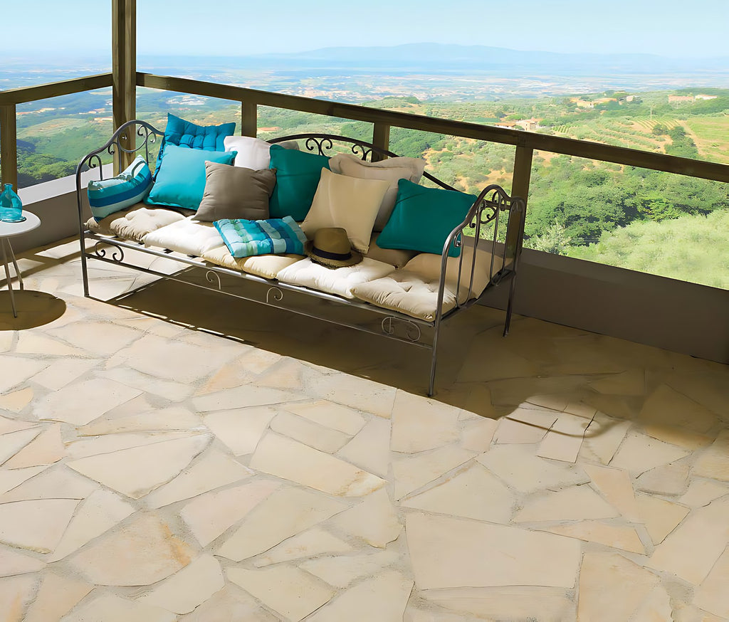 Dallage pierre naturelle Pierre de Bavière opus incertum beige