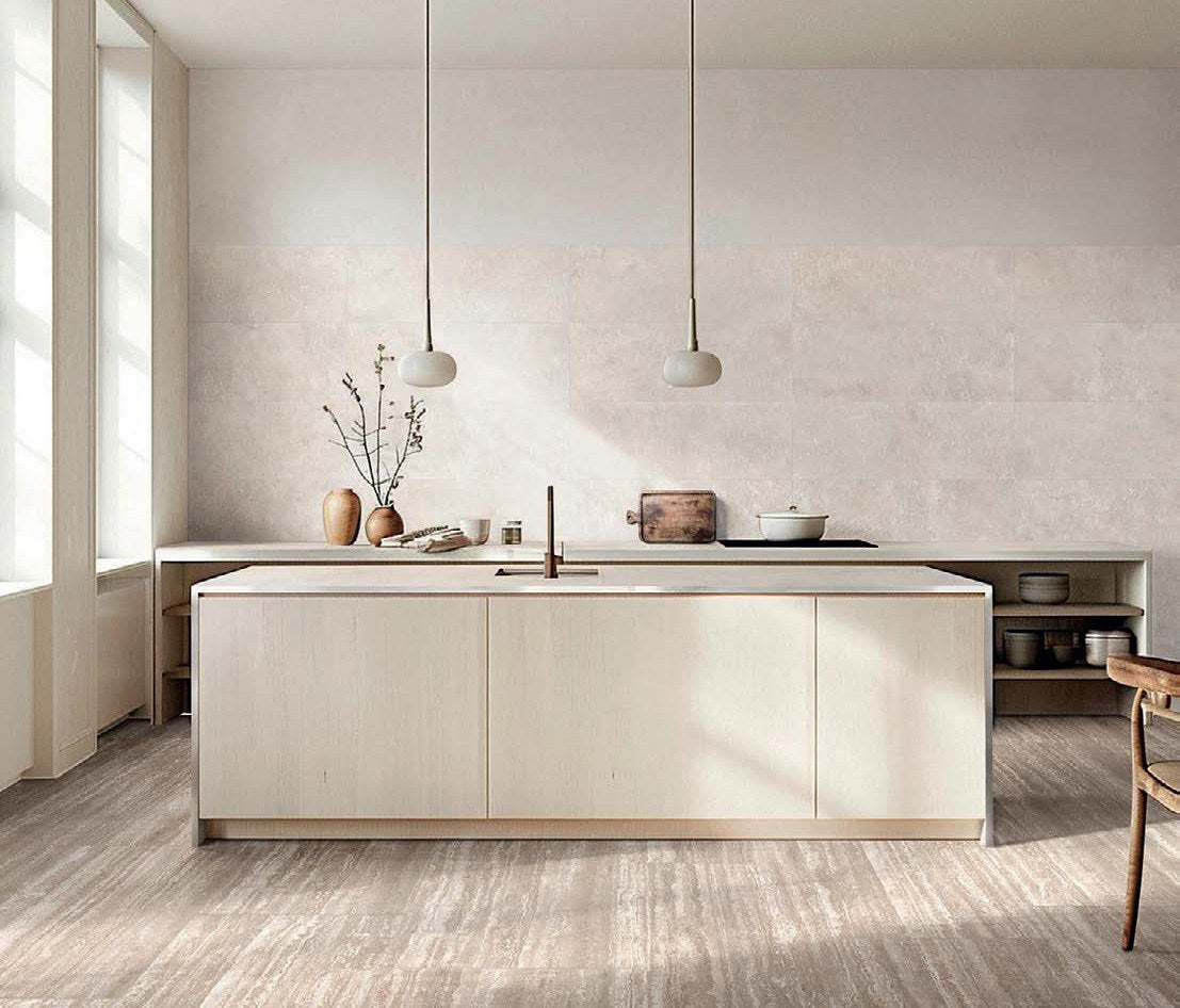 Carrelage sol grès cérame Realstone Travertino 60 x 120 cm rectifié