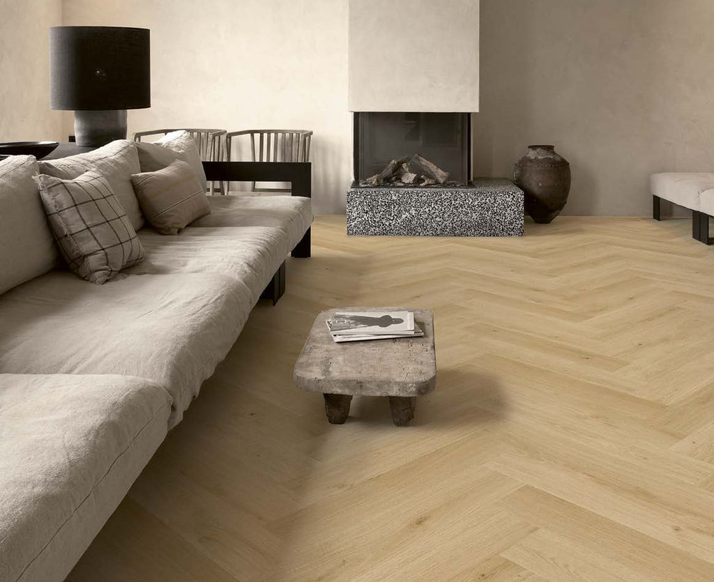 Sol stratifié Impressive Design bâton rompu 655 x 131 mm