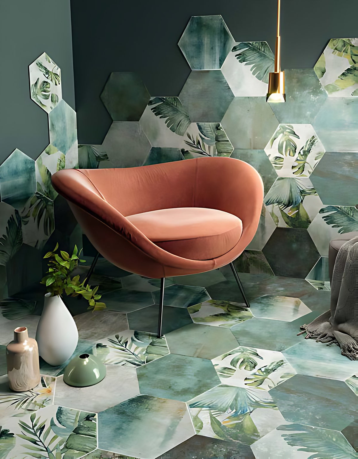 Carrelage hexagonal grès cérame Amazonia 33 x 37 cm mat