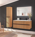 Meuble vasque Woody 120 cm chêne rainuré noir, plan Solid Surface