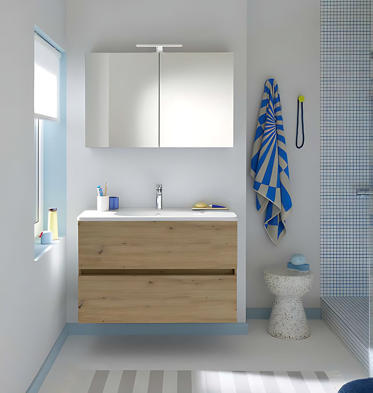 Meuble sous-vasque Meo 2 grands tiroirs, chêne décor naturel