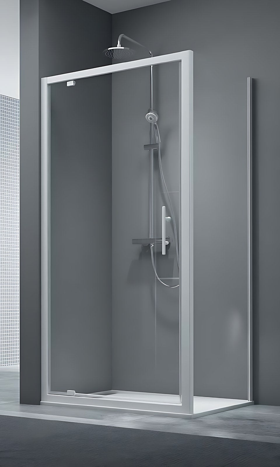 Paroi de douche Vers’eau porte pivotante blanche H.190 cm