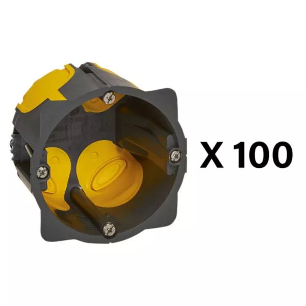 Lot de 100 boîtes d'encastrement Ecobatibox 1 poste Ø 67 mm prof. 50 mm – Legrand