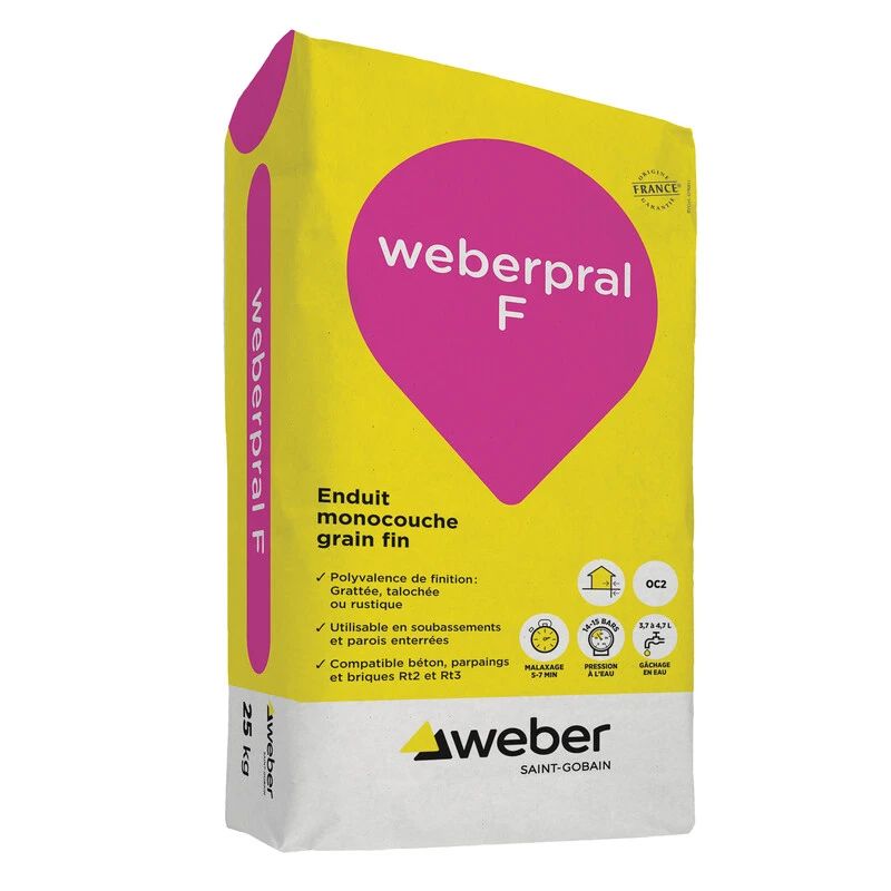 Enduit de façade monocouche weberpral F ton pierre 016 – Weber – sac 25 kg – photo 3